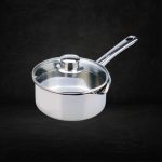 Cook & Pour Stainless Steel Saucepan 18 x 8.5cm with Glass Lid with Induction 01