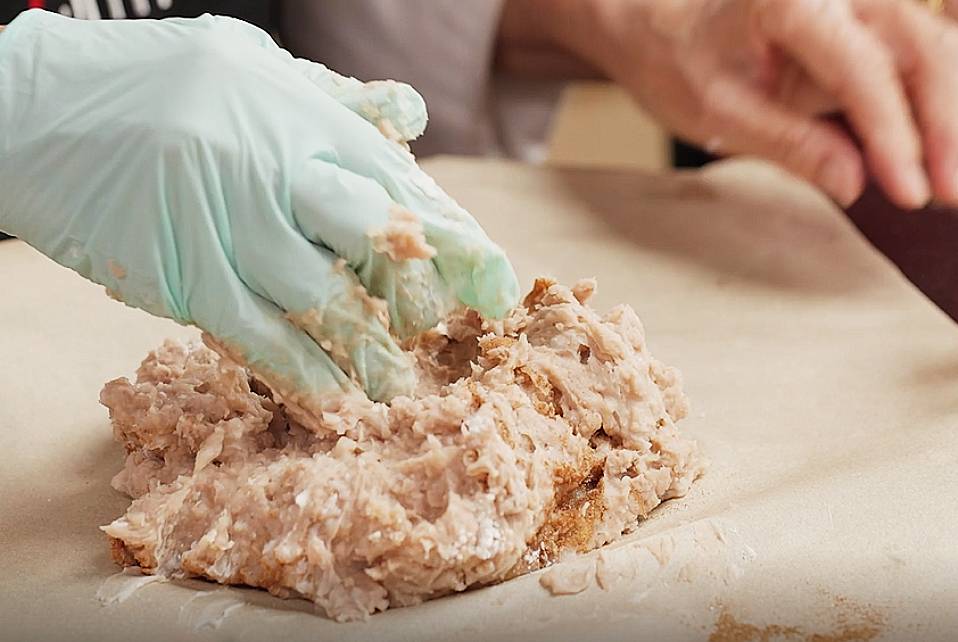 transfer yam paste to parchment paper