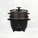 La gourmet 0.6L Rice Cooker with Non-stick Steamer – Coal Black white bg 01