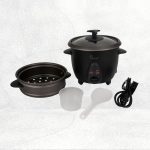 La gourmet 0.6L Rice Cooker with Non-stick Steamer – Coal Black white bg 03