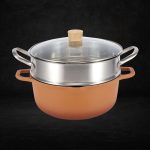 Shogun Morandi Cast Aluminium Casserole 28 x12.5cm with Glass Lid with Steamer Insert with Induction(IH) 01