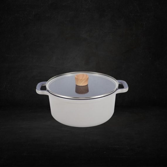 Shogun Osaka 24 x 11cm Casserole with Flat Glass Lid,4L (Induction) wooden handle and knob