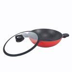 Shogun Murano 32 x9.5cm wok with Silicone Rim Glass Lid 2