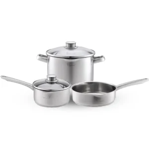 La gourmet Cook & Pour 3pcs Junior set (16cm Stainless Steel Saucepan, 20cm Stainless Steel Frypan, 20cm Stainless Steel Casserole) Stainless Steel Cookware