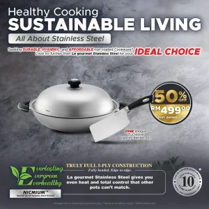 Stainless Steel Elite Wok 40cm 5-ply with Induction (8L)