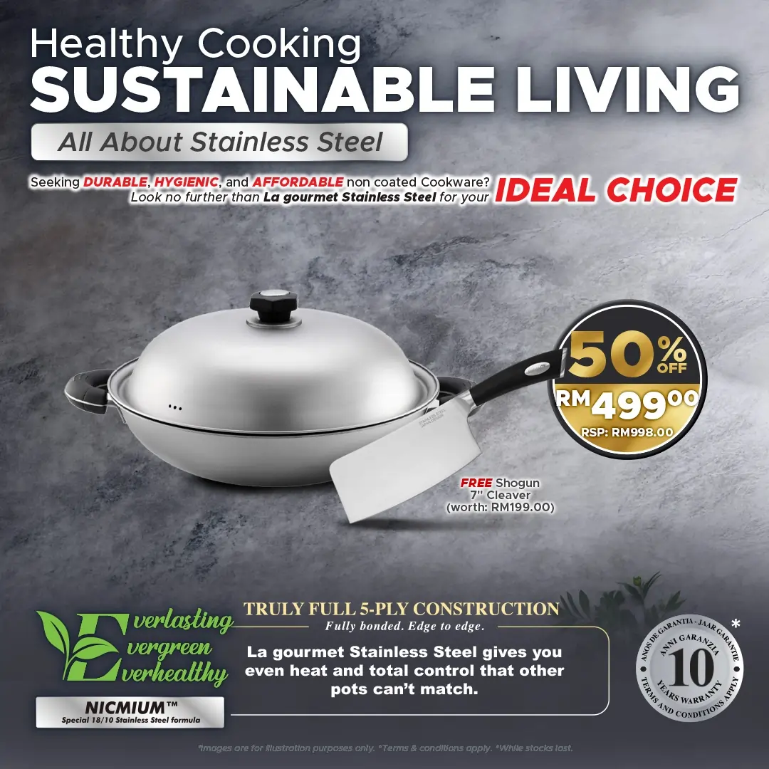 Stainless Steel Elite Wok 40cm 5-ply with Induction (8L)