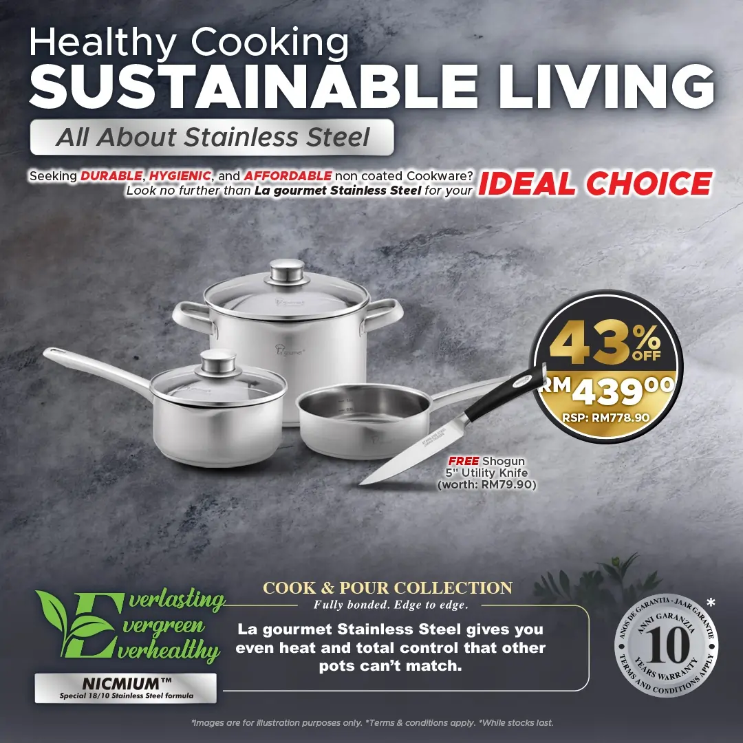 La gourmet Cook & Pour 3pcs Junior set (16cm Stainless Steel Saucepan, 20cm Stainless Steel Frypan, 20cm Stainless Steel Casserole) Stainless Steel Cookware