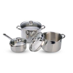La gourmet Cook & Pour 3pcs set - Senior set (16cm Stainless Steel Saucepan, 20cm Stainless Steel Casserole, 24cm Stainless Steel Casserole) Stainless Steel Cookware