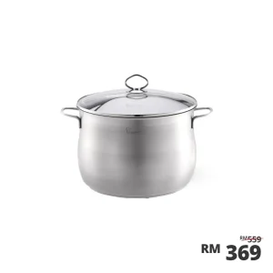 La gourmet Classic 28 x 19cm Stainless Steel Stockpot with Glass Lid with Induction(12L)