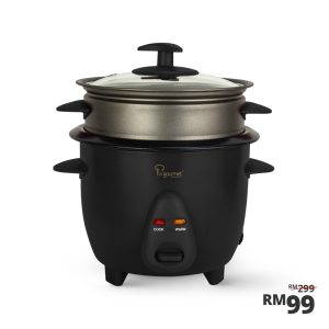 La gourmet 0.6L Rice Cooker with Non-stick Steamer - Coal Black
