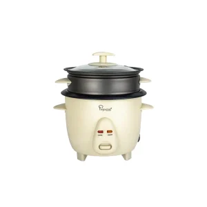 Electric Rice Cooker with Non-stick Steamer - 0.6L Vanilla Cream