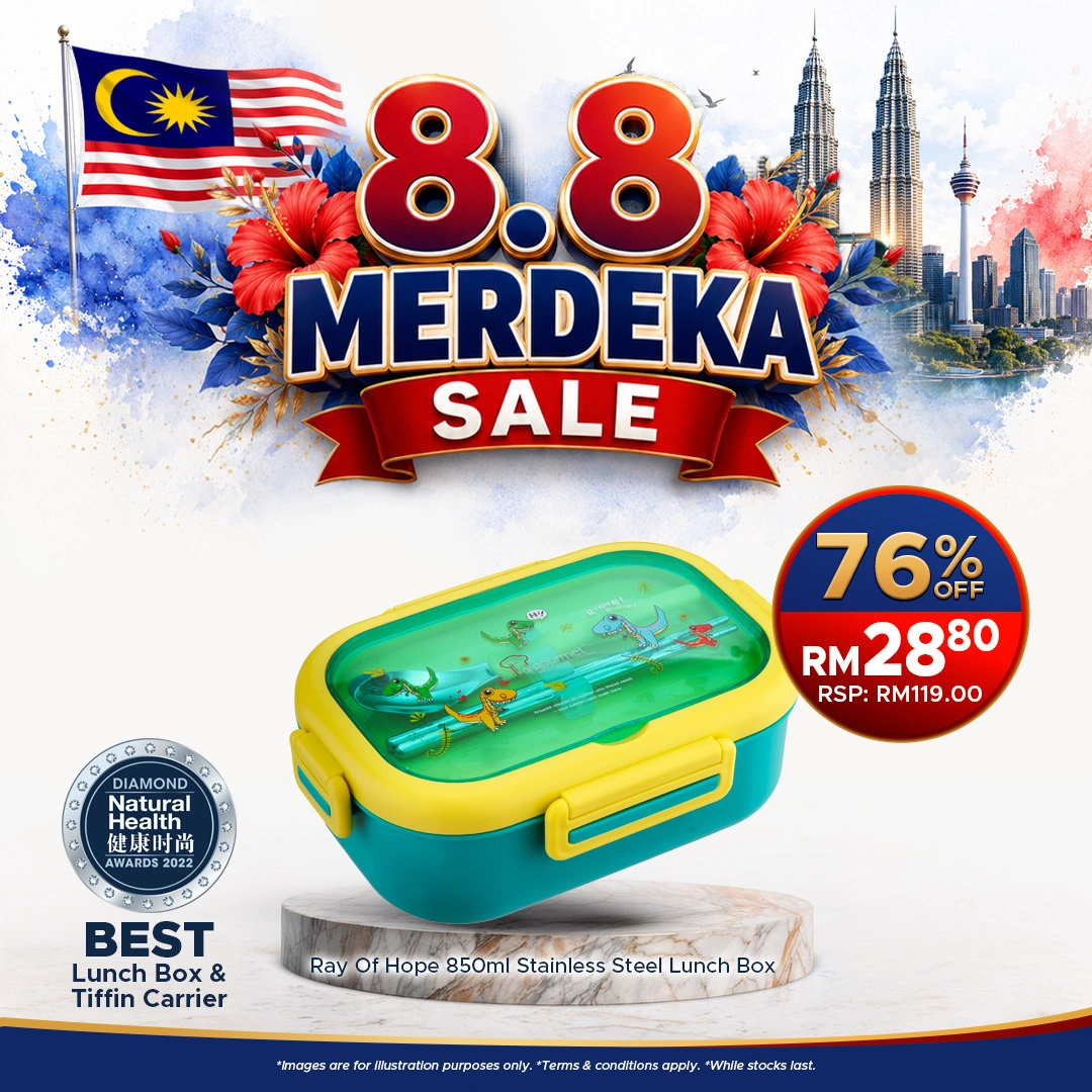 Ray of Hope 0.85L Stainless Steel Lunch Box