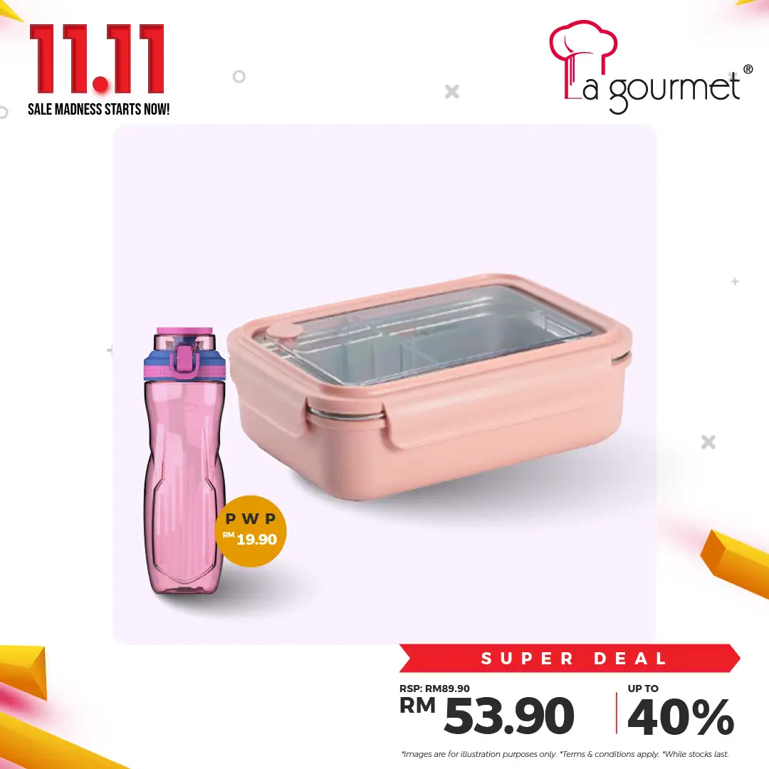 Sassy 1100ml Lunch Box - Pink