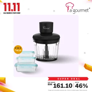 Electric Healthy Glass Chopper 2L, Matt Black