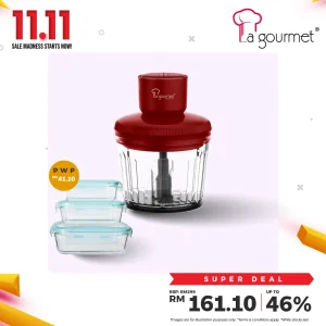 Healthy Glass Chopper 2L, Matt Red