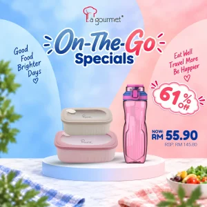 Snack N' Sip 2 Pieces Rectangular Container Set - Pink/cream