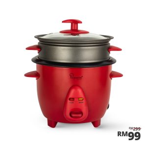 La gourmet 0.6L Rice Cooker with non-stick steamer, IMPERIAL RED