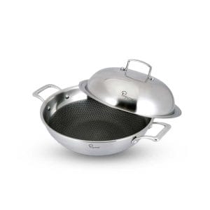 Galactic Honeycomb Wok 32 x 9.5cm Stainless Steel Cover with Induction (IH)
