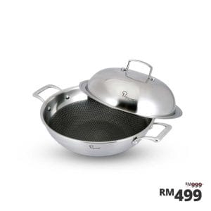 Galactic Honeycomb Wok 36 x 10.5cm with Stainless Steel Cover with Induction (IH)