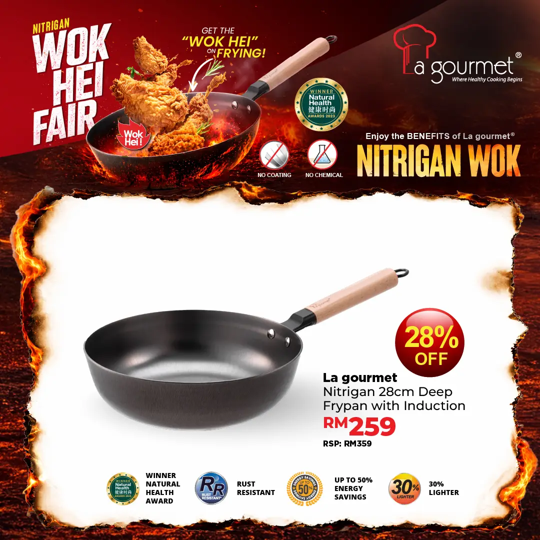 Nitrigan 28 x 8.2cm Cast Iron Pan For Deep Frying with Induction