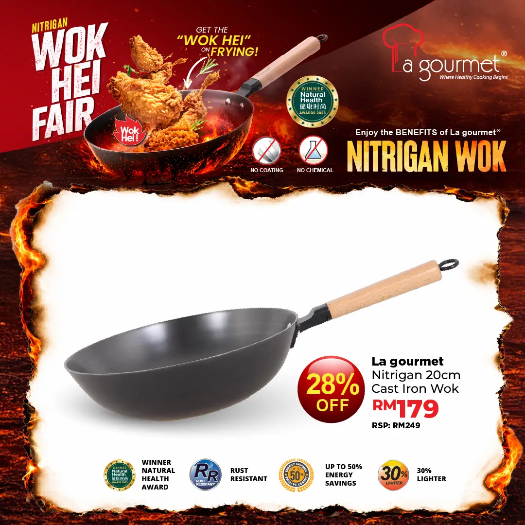 Nitrigan 20 x 6.5cm Wok with Induction