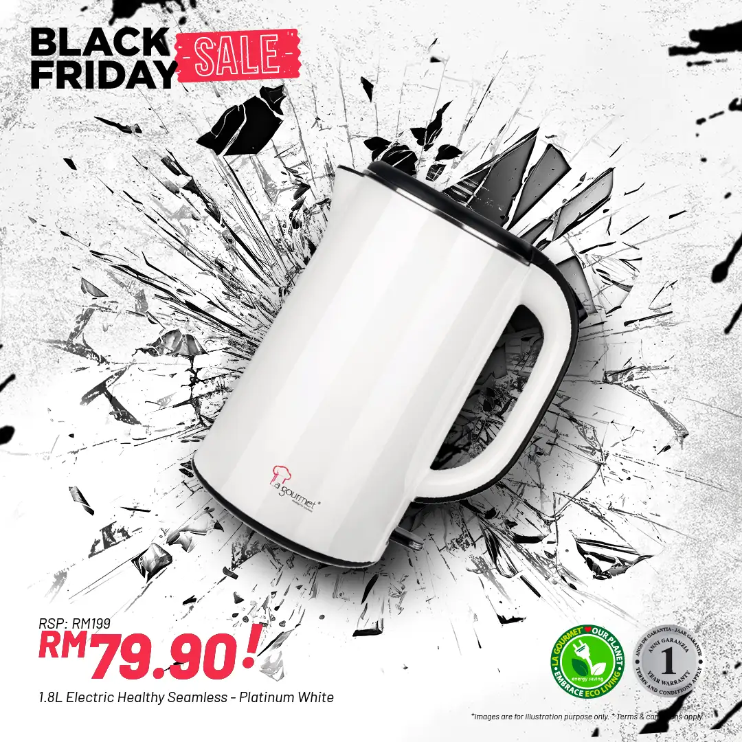 Healthy Seamless Electric Kettle, 1.8L (Pearl White)