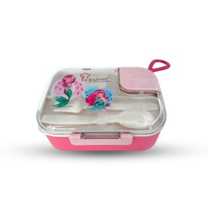 Sassy Kid 1100ml Plastic Rectangular Lunch Box with Cutleries - Mermaid