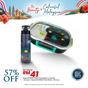 Sassy Kid 900ml Plastic Rectangular Lunch Box - Dinosaur