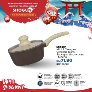 Shogun Mini 2 Ceragan Ceramic 16 x 7.5cm Saucepan, 1.2L (Induction) - Mocha