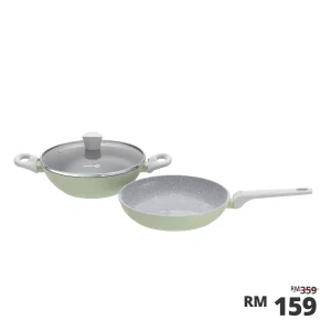 Shogun Smart 3pcs Set 24 x 4.7cm Frypan,1.7L (Induction) + 24 x 7cm Wok with Glass Lid, 2.3L (Induction)