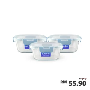 Pureglas 0.52L Square Set (3’s)
