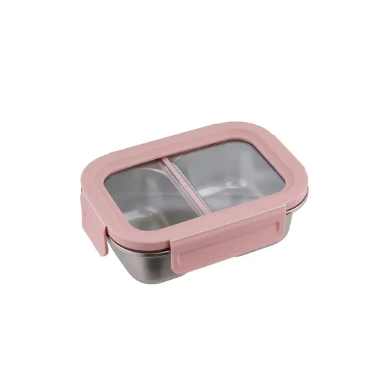 La gourmet Inox 316 600ml SS Lunch Box w Divider Pink La gourmet Inox 316 600ml SS Lunch Box w Divider Pink