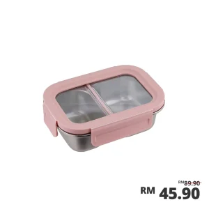 INOX316 Stainless Steel Lunch Box with Divider 0.6L - Pink