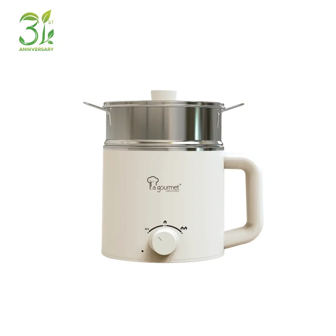 Electric Multi Cooker Stainless Steel Inner Pot + Steamer - Crème