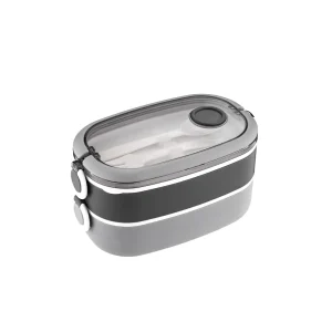 Snack N’ Sip 1.6L 2-Tier Tiffin Carrier - Grey