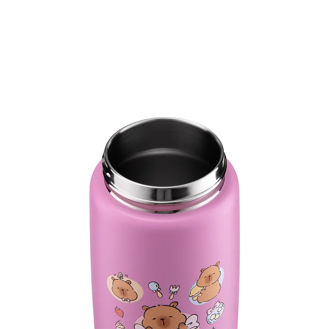 2026.05.25 La gourmet Sassy Kids 420ml Thermal Bottle with Strap – Pink (Capybara) 04
