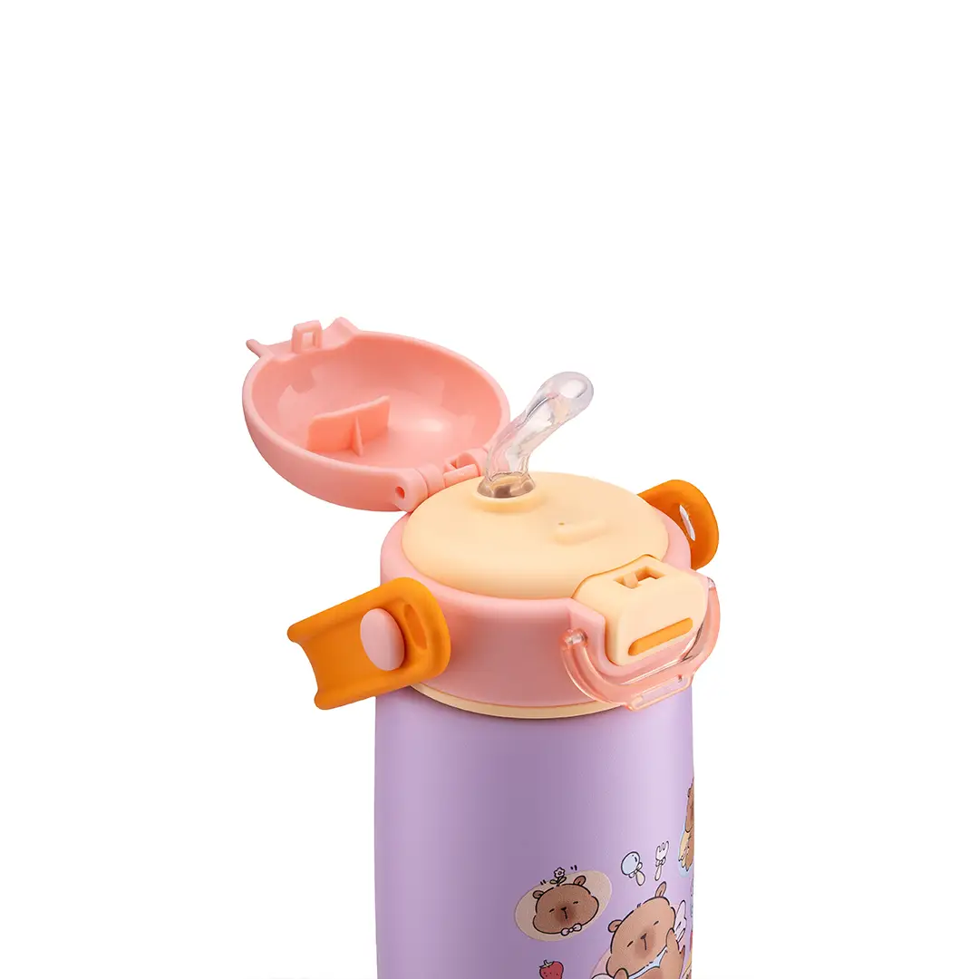2026.05.25 La gourmet Sassy Kids 420ml Thermal Bottle with Strap – Purple (Capybara) 03