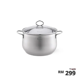 La gourmet Classic 24 x 15cm Stainless Steel Casserole with Glass Lid with Induction (6.7L)