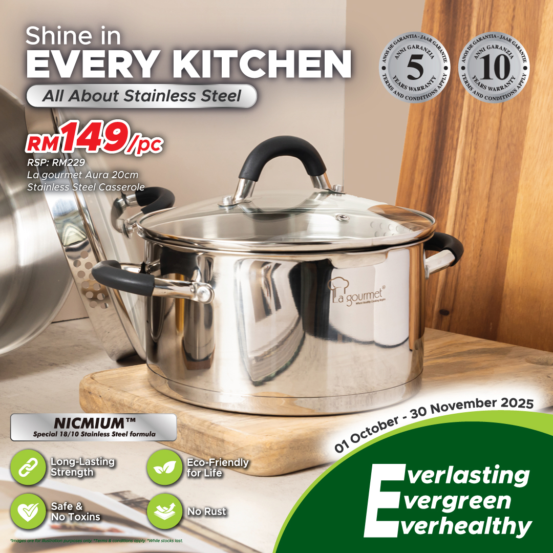 Aura 20x11cm Casserole with with Strainer, Glass Lid & Silicone Handle, 3.4L