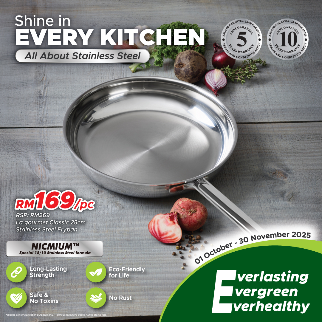 La gourmet Classic 28 x 5cm 18/10 Stainless Steel Frypan, 1.4L