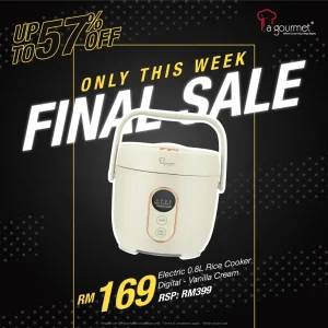 Electric 0.8L Rice Cooker Digital Vanilla Cream