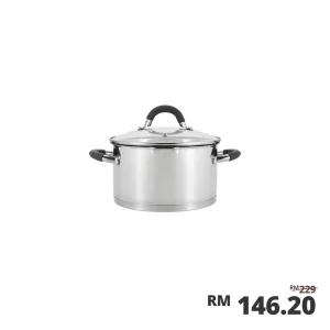 Aura 20x11cm Casserole with with Strainer, Glass Lid & Silicone Handle, 3.4L [JOMAMA]
