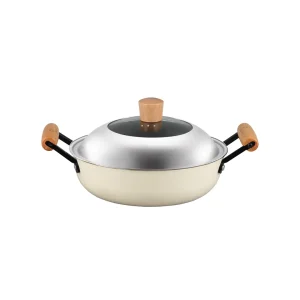 Nitrigan Cast Iron Low Casserole - 24cm Pearl Mist
