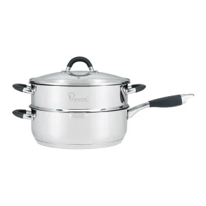 Aura 28cm Deep Frypan with Steamer Insert - 18/10 Stainless Steel 5.2L