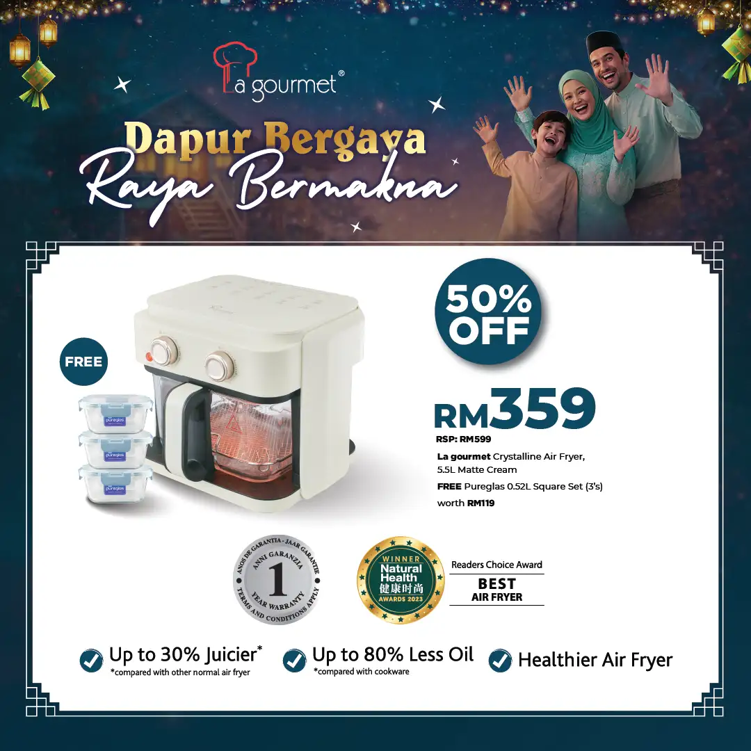 Crystalline Air Fryer 5.5L – Cream