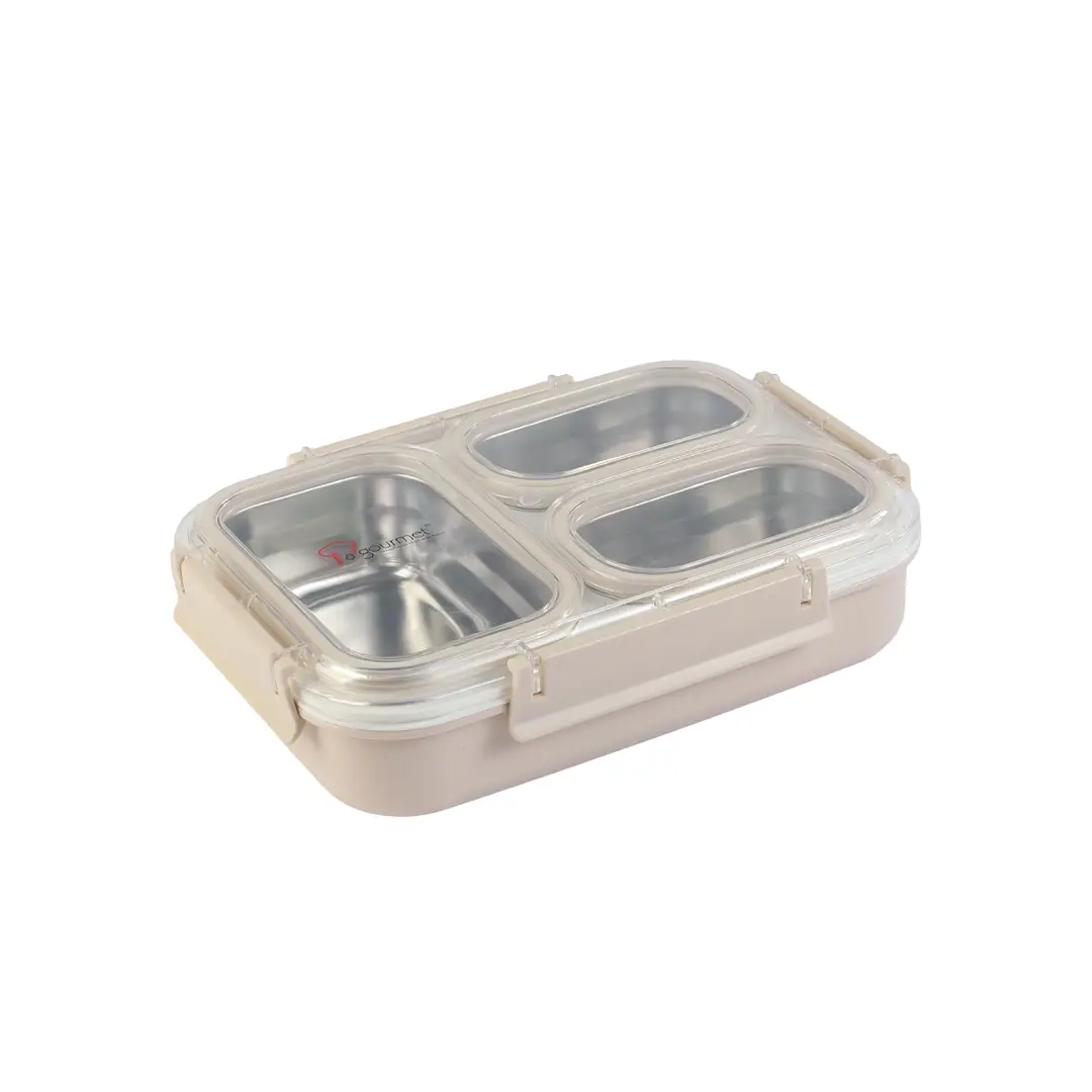 Sassy 3 Compartment Lunch Box - 1.2L Milk Tea