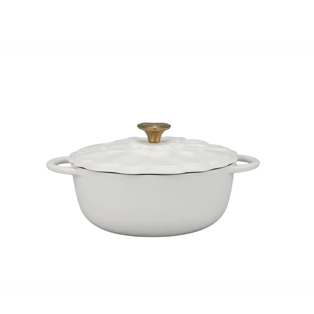 2026.03.09 La gourmet La Fleur 20 x 8.5cm Enameled Cast Iron Casserole,2L – (Gardenia) 01