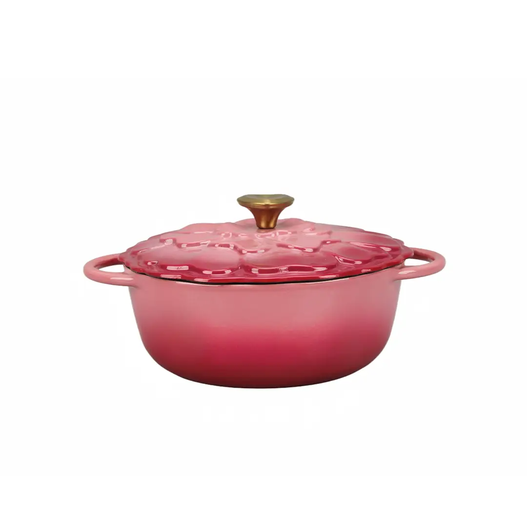 2026.03.09 La gourmet La Fleur 20 x 8.5cm Enameled Cast Iron Casserole,2L – ( Hibiscus) 01