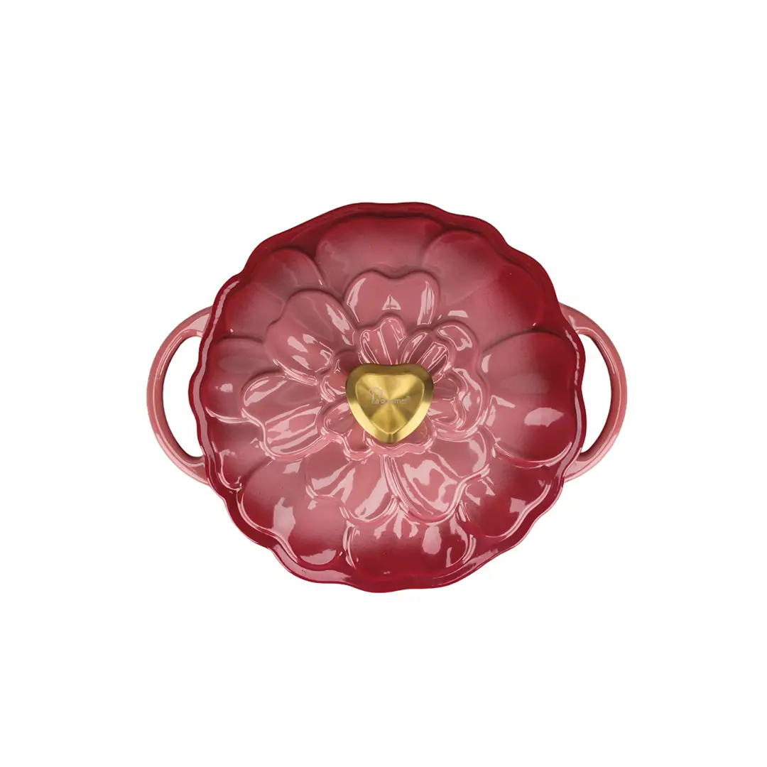 2026.03.09 La gourmet La Fleur 20 x 8.5cm Enameled Cast Iron Casserole,2L – ( Hibiscus) 04