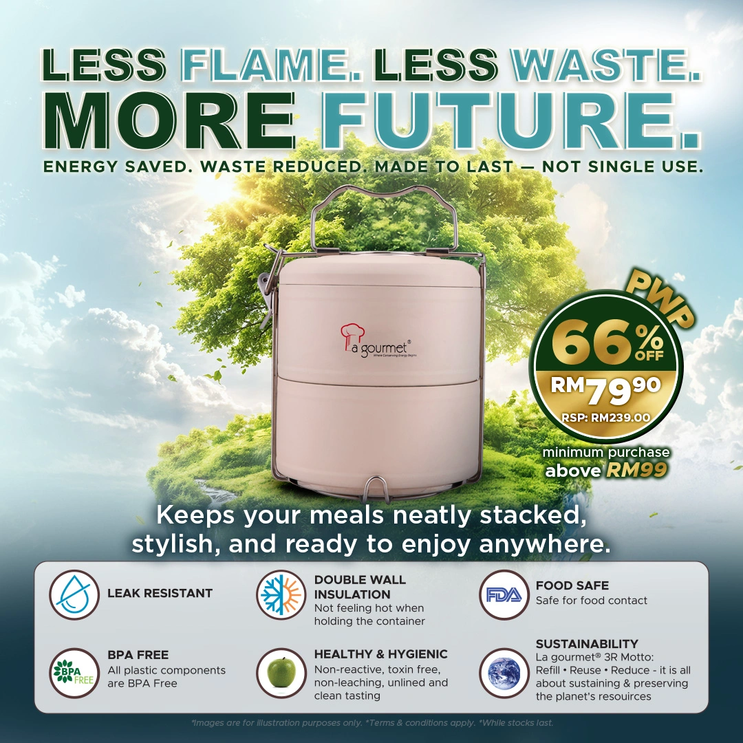 Vintage 2-Tier Tiffin Carrier - Milk Tea